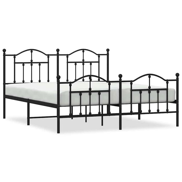 Schwarzes Metallbettgestell mit Kopfteil Crezantema 183x213cm