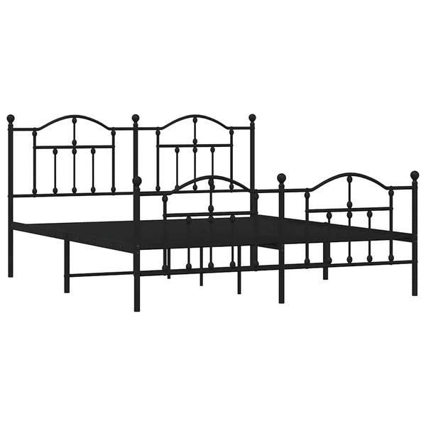 Schwarzes Metallbettgestell mit Kopfteil Crezantema 183x213cm