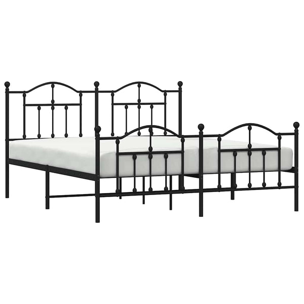 Schwarzes Metallbettgestell mit Kopfteil Crezantema 183x213cm