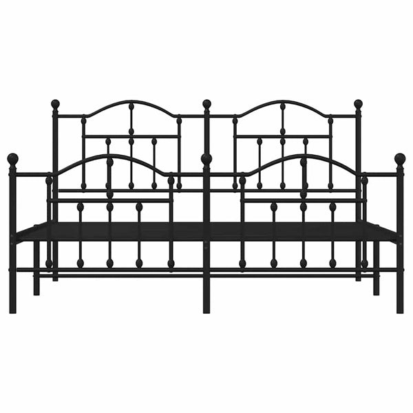 Schwarzes Metallbettgestell mit Kopfteil Crezantema 183x213cm