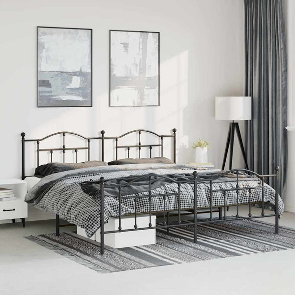 Schwarzes Metallbettgestell mit Kopfteil Crezantema 183x213cm