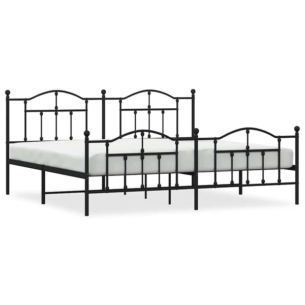 Schwarzes Metallbettgestell mit Kopfteilen Crezantema 193x203cm