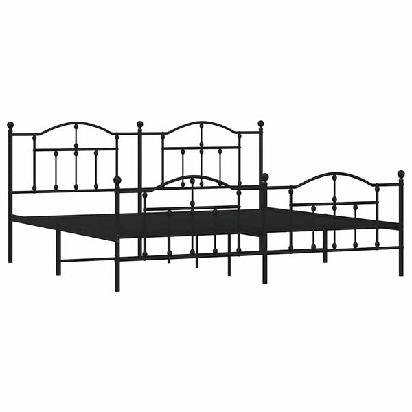 Schwarzes Metallbettgestell mit Kopfteilen Crezantema 193x203cm