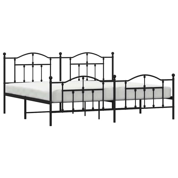 Schwarzes Metallbettgestell mit Kopfteilen Crezantema 193x203cm