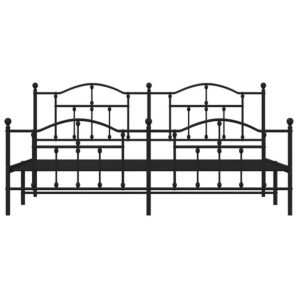 Schwarzes Metallbettgestell mit Kopfteilen Crezantema 193x203cm