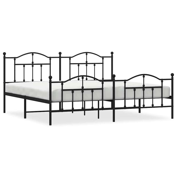 Schwarzes Metallbettgestell mit Kopfteilen Crezantema 200x200cm