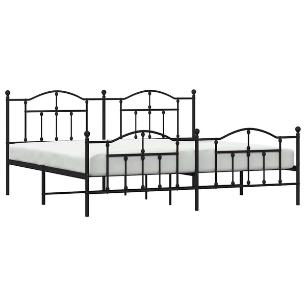 Schwarzes Metallbettgestell mit Kopfteilen Crezantema 200x200cm