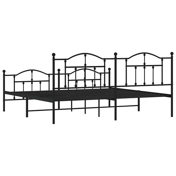 Schwarzes Metallbettgestell mit Kopfteilen Crezantema 200x200cm