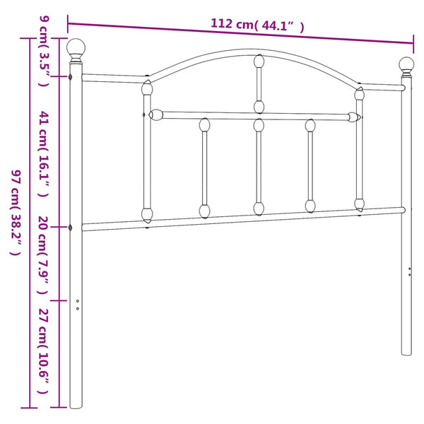 Schwarzes Bettkopfteil aus Metall Imastuhi 107cm