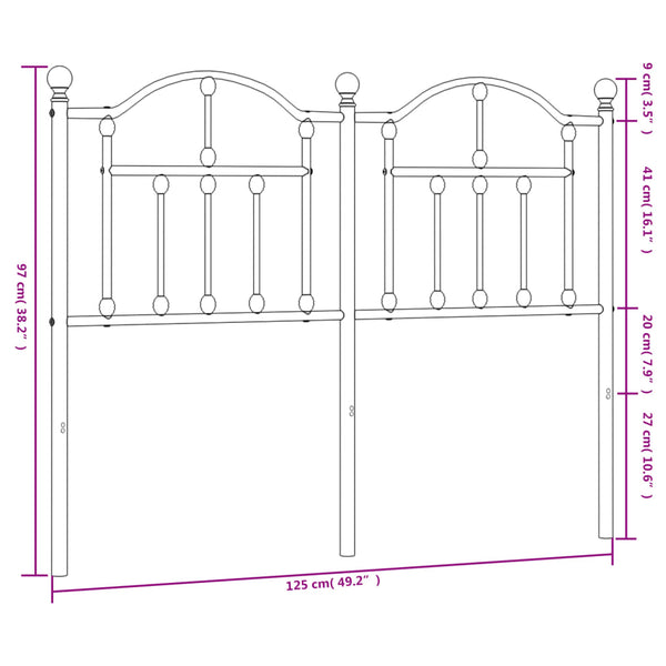 Schwarzes Kopfteil aus Metall Imastuhi 120cm