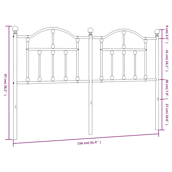 Schwarzes Kopfteil aus Metall Imastuhi 150 cm