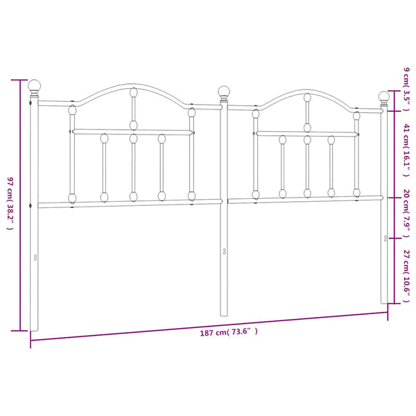 Schwarzes Kopfteil aus Metall Imastuhi 180cm