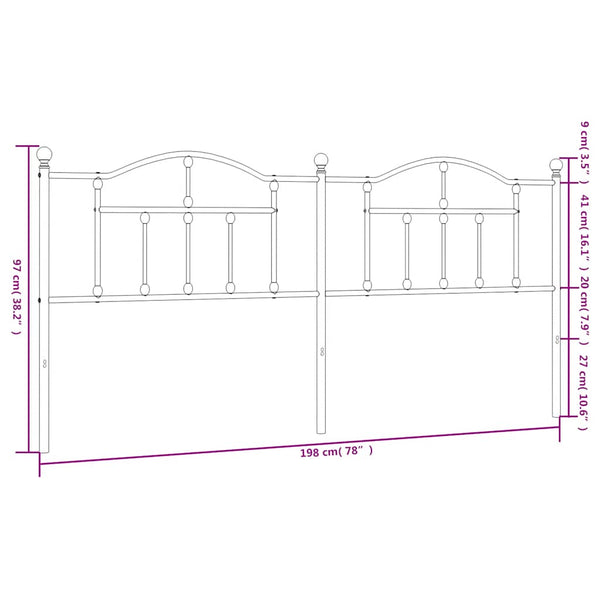Schwarzes Metallkopfteil Imastuhi 193cm