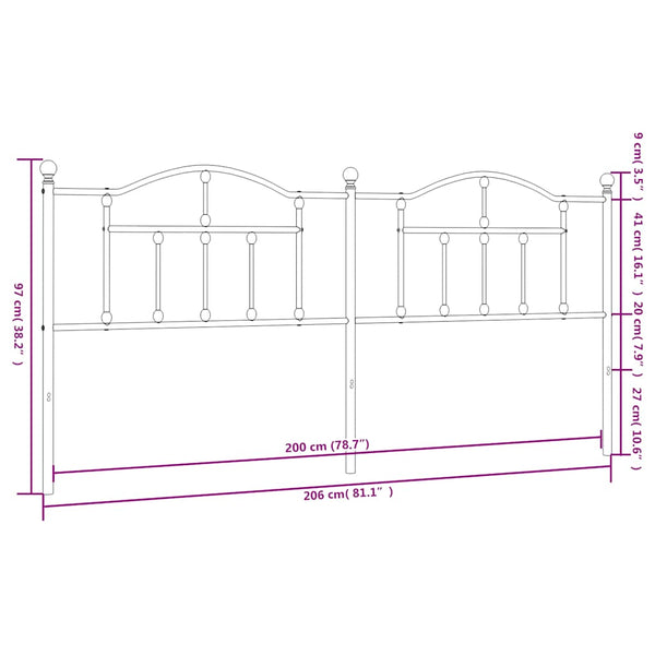 Schwarzes Metallkopfteil Imastuhi 200cm