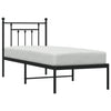 Schwarzes Metallbettgestell mit Kopfteil Paisie 75x190cm