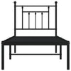 Schwarzes Metallbettgestell mit Kopfteil Paisie 75x190cm