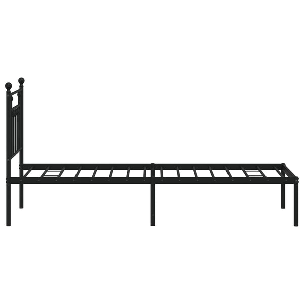 Schwarzes Metallbettgestell mit Kopfteil Paisie 75x190cm