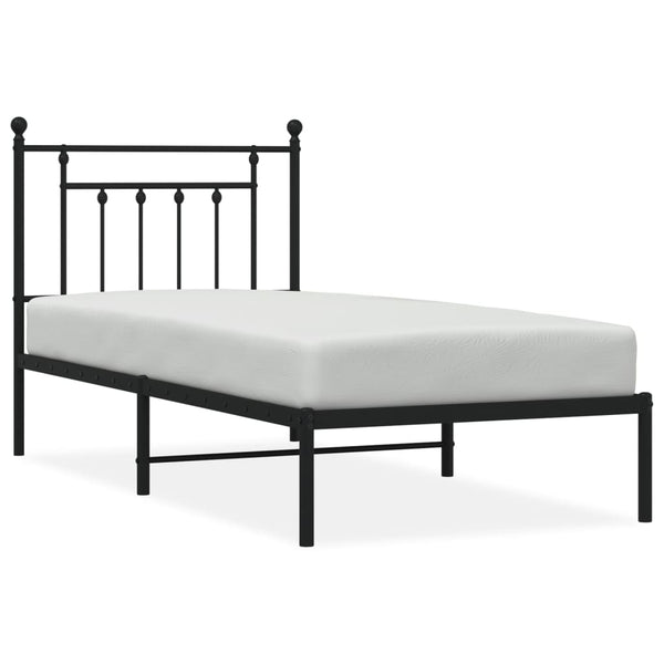 Schwarzes Metallbettgestell mit Kopfteil Paisie 90x190cm