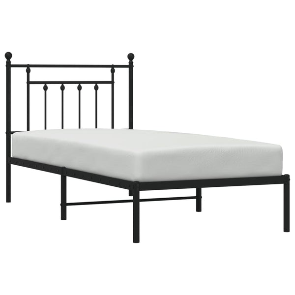 Schwarzes Metallbettgestell mit Kopfteil Paisie 90x190cm
