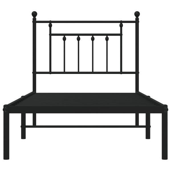 Schwarzes Metallbettgestell mit Kopfteil Paisie 90x190cm