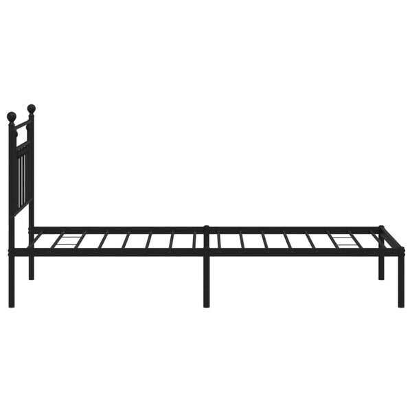 Schwarzes Metallbettgestell mit Kopfteil Paisie 90x190cm