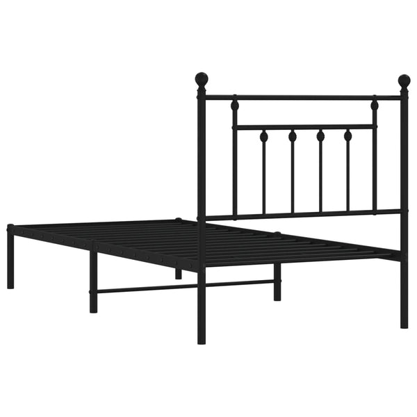 Schwarzes Metallbettgestell mit Kopfteil Paisie 90x190cm