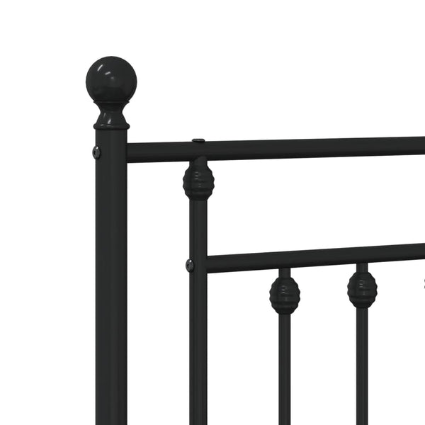 Schwarzes Metallbettgestell mit Kopfteil Paisie 90x190cm