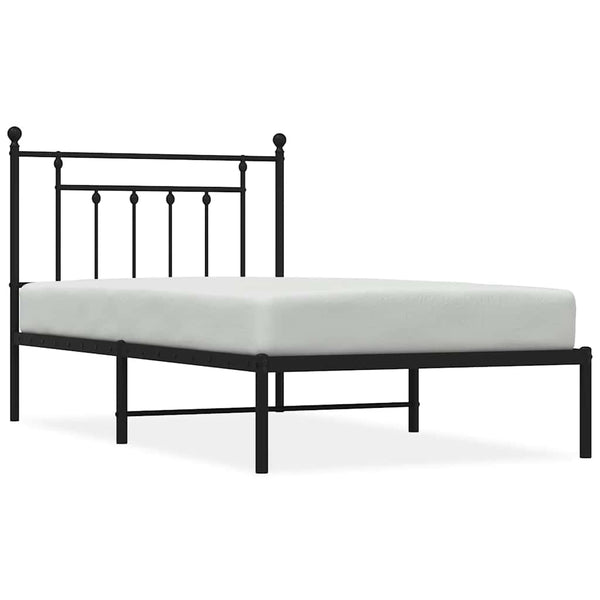 Schwarzes Metallbettgestell mit Kopfteil Paisie 100x190cm