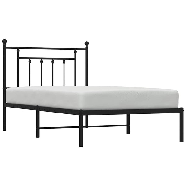 Schwarzes Metallbettgestell mit Kopfteil Paisie 100x190cm