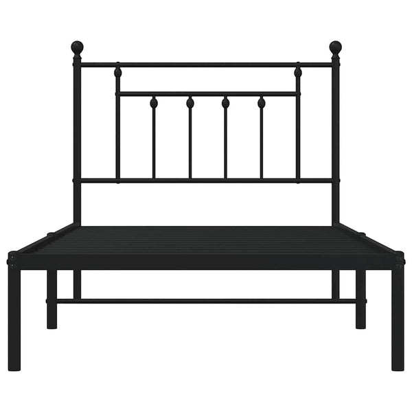Schwarzes Metallbettgestell mit Kopfteil Paisie 100x190cm