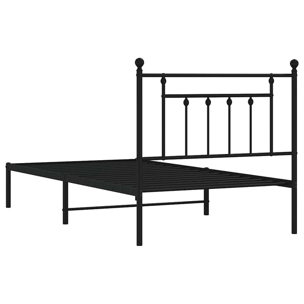 Schwarzes Metallbettgestell mit Kopfteil Paisie 100x190cm