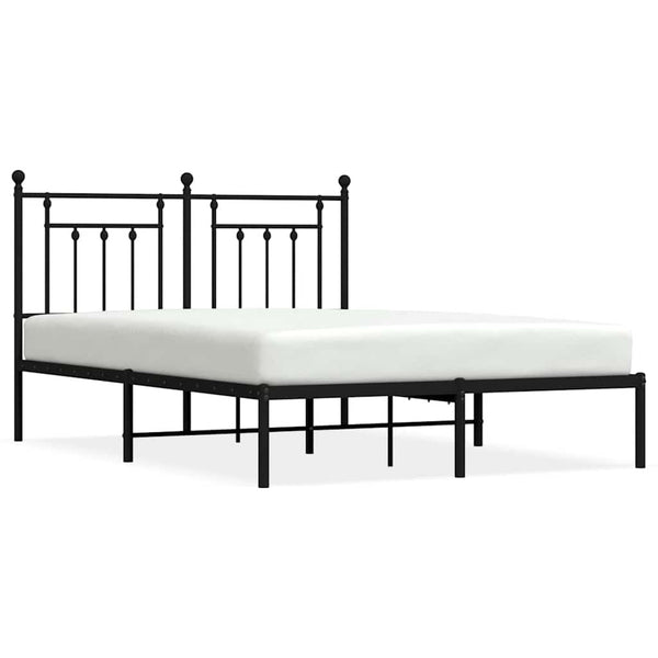 Schwarzes Metallbettgestell mit Kopfteil Paisie 140x190cm