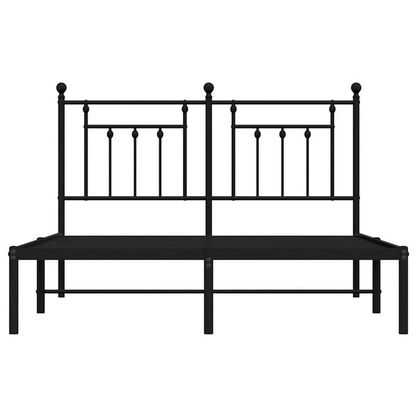 Schwarzes Metallbettgestell mit Kopfteil Paisie 140x190cm