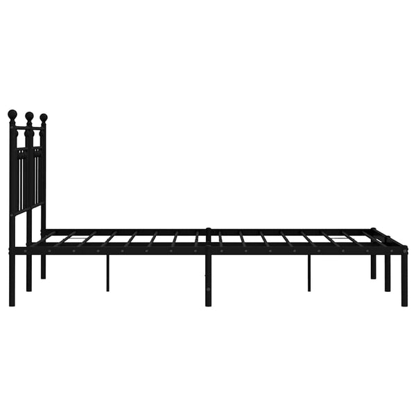 Schwarzes Metallbettgestell mit Kopfteil Paisie 140x190cm