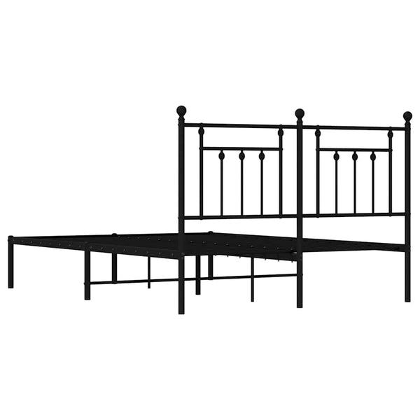 Schwarzes Metallbettgestell mit Kopfteil Paisie 140x190cm