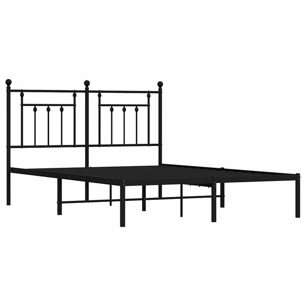 Schwarzes Metallbettgestell mit Kopfteil Paisie 140x200cm