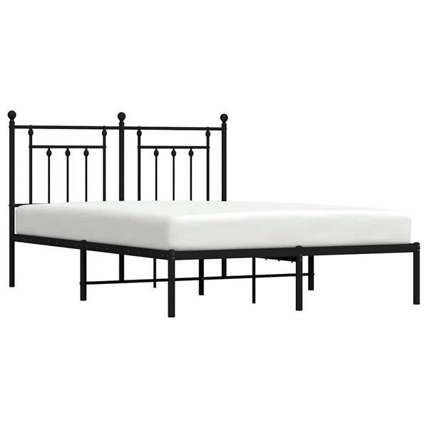 Schwarzes Metallbettgestell mit Kopfteil Paisie 140x200cm