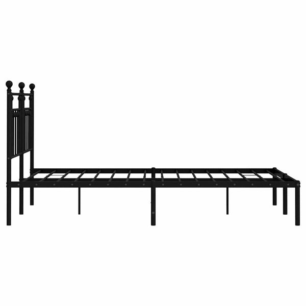 Schwarzes Metallbettgestell mit Kopfteil Paisie 140x200cm