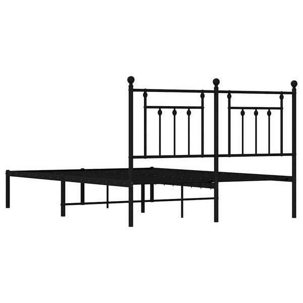 Schwarzes Metallbettgestell mit Kopfteil Paisie 140x200cm