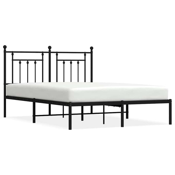 Schwarzes Metallbettgestell mit Kopfteil Paisie 150x200cm