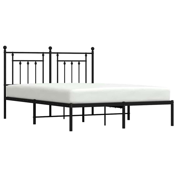 Schwarzes Metallbettgestell mit Kopfteil Paisie 150x200cm