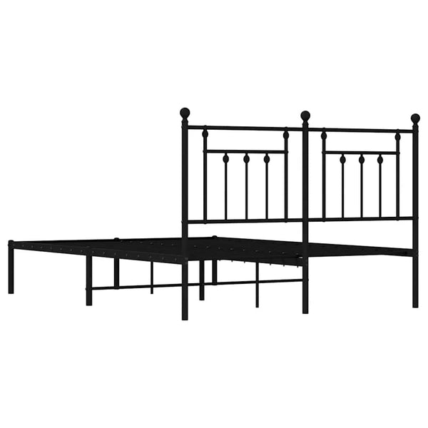 Schwarzes Metallbettgestell mit Kopfteil Paisie 150x200cm