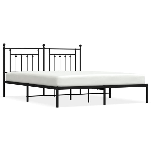 Schwarzes Metallbettgestell mit Kopfteil Paisie 180x200cm