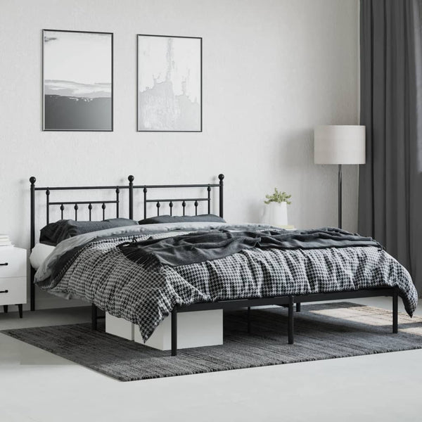 Schwarzes Metallbettgestell mit Kopfteil Paisie 180x200cm