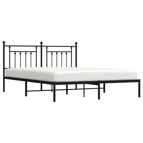 Schwarzes Metallbettgestell mit Kopfteil Paisie 180x200cm