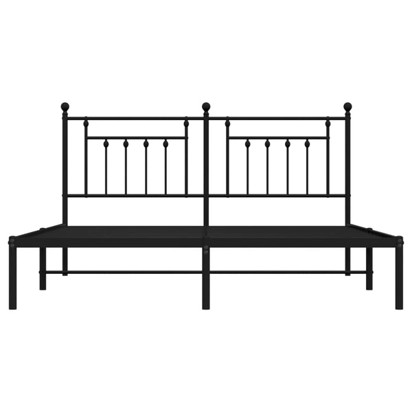 Schwarzes Metallbettgestell mit Kopfteil Paisie 180x200cm