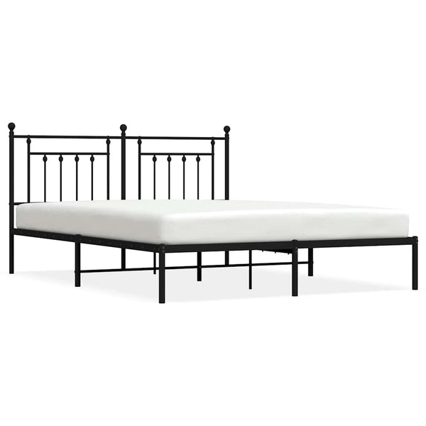 Schwarzer Metall-Bettrahmen mit Kopfteil Paisie 183x213cm