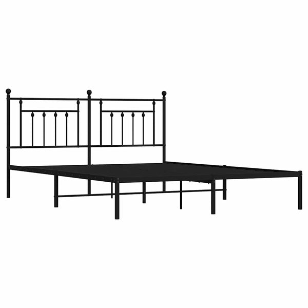 Schwarzer Metall-Bettrahmen mit Kopfteil Paisie 183x213cm