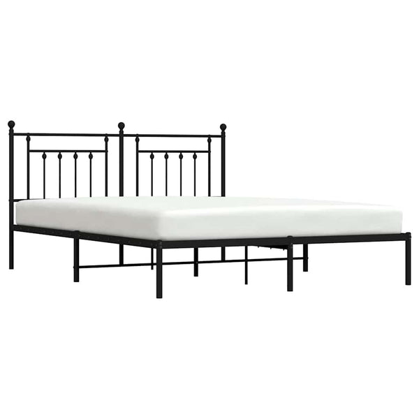 Schwarzer Metall-Bettrahmen mit Kopfteil Paisie 183x213cm