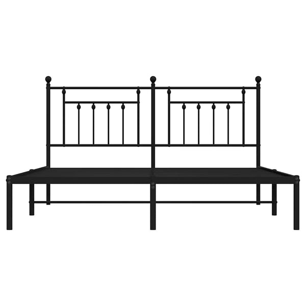 Schwarzer Metall-Bettrahmen mit Kopfteil Paisie 183x213cm